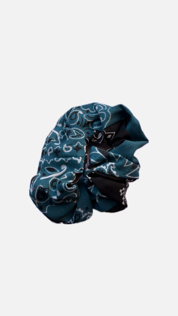 chouchou bandanas turquoise / noir - made in France
