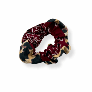 chouchou léopard - bandana bordeaux - made in France