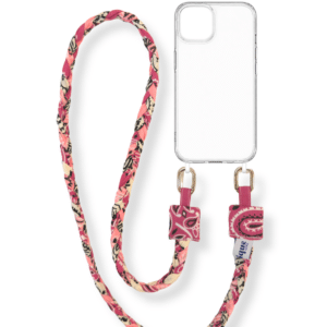 tresse de téléphone - bandana - fuschia malabar - crème