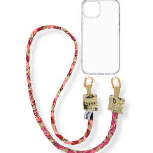 tresse de téléphone - bandana - beige rose rouge