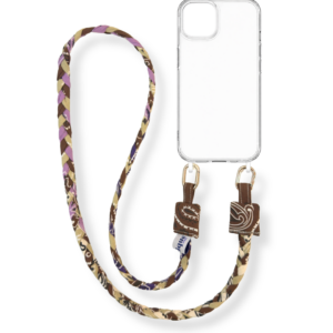tresse de téléphone - bandana - marron - lilas - crème