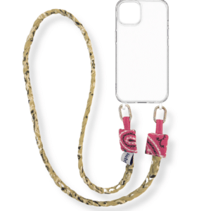 tresse de téléphone - bandana - beige fuschia