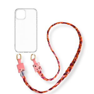 Anse de téléphone en bandana. Accessoire de téléphone fabriqué en France - Bandana malabar bordeaux orange