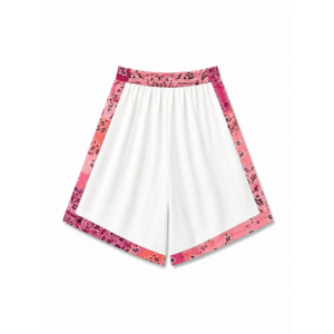 Short blanc en coton blanc vintage. Bandeau en bandana rose Fabrication Française
